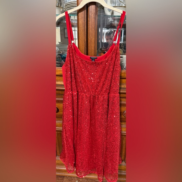 Torrid Mini Red Sequin Fit & Flare Skater Dress Size 0 12 Holiday New Year’s - Picture 2 of 8